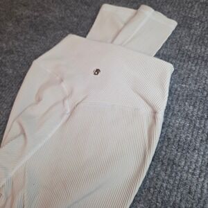 Buffbunny Collection Ribbed High Waisted Leggings Beige Small Activewear Yoga